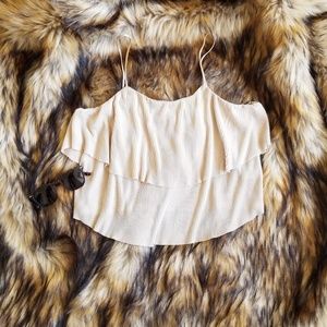 Shimmery tan crop top